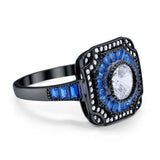 Art Deco Wedding Engagement Antique Style Ring Baguette Round Cubic Zirconia 925 Sterling Silver