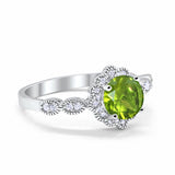 Halo Floral Wedding Ring Round Simulated Cubic Zirconia 925 Sterling Silver