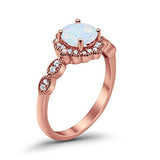 Halo Floral Wedding Ring Round Simulated Cubic Zirconia 925 Sterling Silver