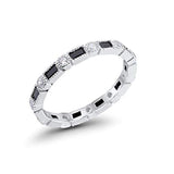 Art Deco Full Eternity Wedding Band Baguette Simulated CZ Ring 925 Sterling Silver