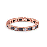 Art Deco Full Eternity Wedding Band Baguette Simulated CZ Ring 925 Sterling Silver