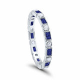 Art Deco Full Eternity Wedding Band Baguette Simulated CZ Ring 925 Sterling Silver