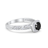 Halo Art Deco Wedding Ring Simulated Cubic Zirconia 925 Sterling Silver