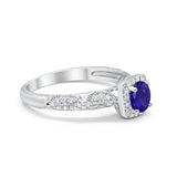 Halo Art Deco Wedding Ring Simulated Cubic Zirconia 925 Sterling Silver
