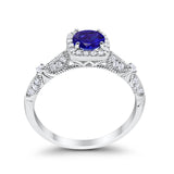 Halo Art Deco Wedding Ring Simulated Cubic Zirconia 925 Sterling Silver
