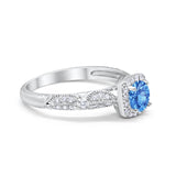 Halo Art Deco Wedding Ring Simulated Cubic Zirconia 925 Sterling Silver