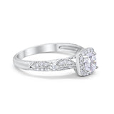 Halo Art Deco Wedding Ring Simulated Cubic Zirconia 925 Sterling Silver