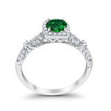 Halo Art Deco Wedding Ring Simulated Cubic Zirconia 925 Sterling Silver