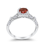 Halo Art Deco Wedding Ring Simulated Cubic Zirconia 925 Sterling Silver