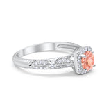 Halo Art Deco Wedding Ring Simulated Cubic Zirconia 925 Sterling Silver