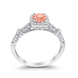 Halo Art Deco Wedding Ring Simulated Cubic Zirconia 925 Sterling Silver