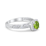 Halo Art Deco Wedding Ring Simulated Cubic Zirconia 925 Sterling Silver