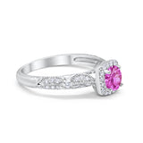Halo Art Deco Wedding Ring Simulated Cubic Zirconia 925 Sterling Silver