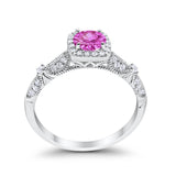 Halo Art Deco Wedding Ring Simulated Cubic Zirconia 925 Sterling Silver