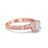 Halo Art Deco Wedding Ring Simulated Cubic Zirconia 925 Sterling Silver