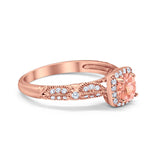 Halo Art Deco Wedding Ring Simulated Cubic Zirconia 925 Sterling Silver