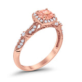 Halo Art Deco Wedding Ring Simulated Cubic Zirconia 925 Sterling Silver
