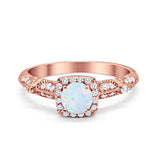 Halo Art Deco Wedding Ring Simulated Cubic Zirconia 925 Sterling Silver