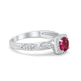 Halo Art Deco Wedding Ring Simulated Cubic Zirconia 925 Sterling Silver