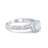 Halo Art Deco Wedding Ring Simulated Cubic Zirconia 925 Sterling Silver