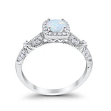 Halo Art Deco Wedding Ring Simulated Cubic Zirconia 925 Sterling Silver