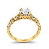Halo Art Deco Wedding Ring Simulated Cubic Zirconia 925 Sterling Silver