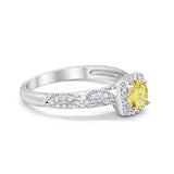 Halo Art Deco Wedding Ring Simulated Cubic Zirconia 925 Sterling Silver