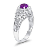 Fancy Art Deco Wedding Ring 925 Sterling Silver Round Simulated Cubic Zirconia