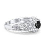 Fancy Art Deco Wedding Ring 925 Sterling Silver Round Simulated Cubic Zirconia