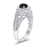 Fancy Art Deco Wedding Ring 925 Sterling Silver Round Simulated Cubic Zirconia