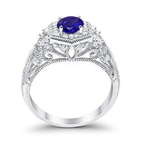 Fancy Art Deco Wedding Ring 925 Sterling Silver Round Simulated Cubic Zirconia