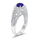 Fancy Art Deco Wedding Ring 925 Sterling Silver Round Simulated Cubic Zirconia