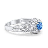 Fancy Art Deco Wedding Ring 925 Sterling Silver Round Simulated Cubic Zirconia