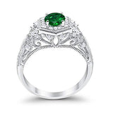 Fancy Art Deco Wedding Ring 925 Sterling Silver Round Simulated Cubic Zirconia