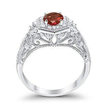 Fancy Art Deco Wedding Ring 925 Sterling Silver Round Simulated Cubic Zirconia