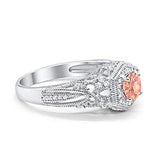 Fancy Art Deco Wedding Ring 925 Sterling Silver Round Simulated Cubic Zirconia