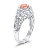 Fancy Art Deco Wedding Ring 925 Sterling Silver Round Simulated Cubic Zirconia