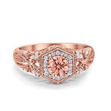 Fancy Art Deco Wedding Ring 925 Sterling Silver Round Simulated Cubic Zirconia