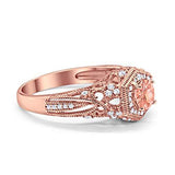 Fancy Art Deco Wedding Ring 925 Sterling Silver Round Simulated Cubic Zirconia