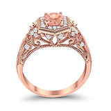 Fancy Art Deco Wedding Ring 925 Sterling Silver Round Simulated Cubic Zirconia