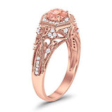Fancy Art Deco Wedding Ring 925 Sterling Silver Round Simulated Cubic Zirconia