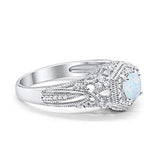 Fancy Art Deco Wedding Ring 925 Sterling Silver Round Simulated Cubic Zirconia