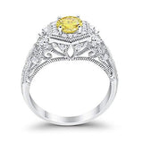 Fancy Art Deco Wedding Ring 925 Sterling Silver Round Simulated Cubic Zirconia