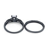 Art Deco Two Piece Engagement Ring Round Simulated CZ 925 Sterling Silver