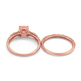 Art Deco Two Piece Engagement Ring Round Simulated CZ 925 Sterling Silver