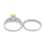 Art Deco Two Piece Engagement Ring Round Simulated CZ 925 Sterling Silver