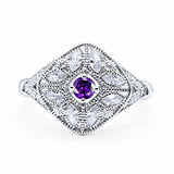 Art Deco Ring Marquise Filigree Round Cubic Zirconia 925 Sterling Silver Choose Color