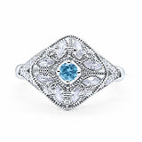 Art Deco Ring Marquise Filigree Round Cubic Zirconia 925 Sterling Silver Choose Color