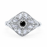 Art Deco Ring Marquise Filigree Round Cubic Zirconia 925 Sterling Silver Choose Color