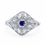 Art Deco Ring Marquise Filigree Round Cubic Zirconia 925 Sterling Silver Choose Color